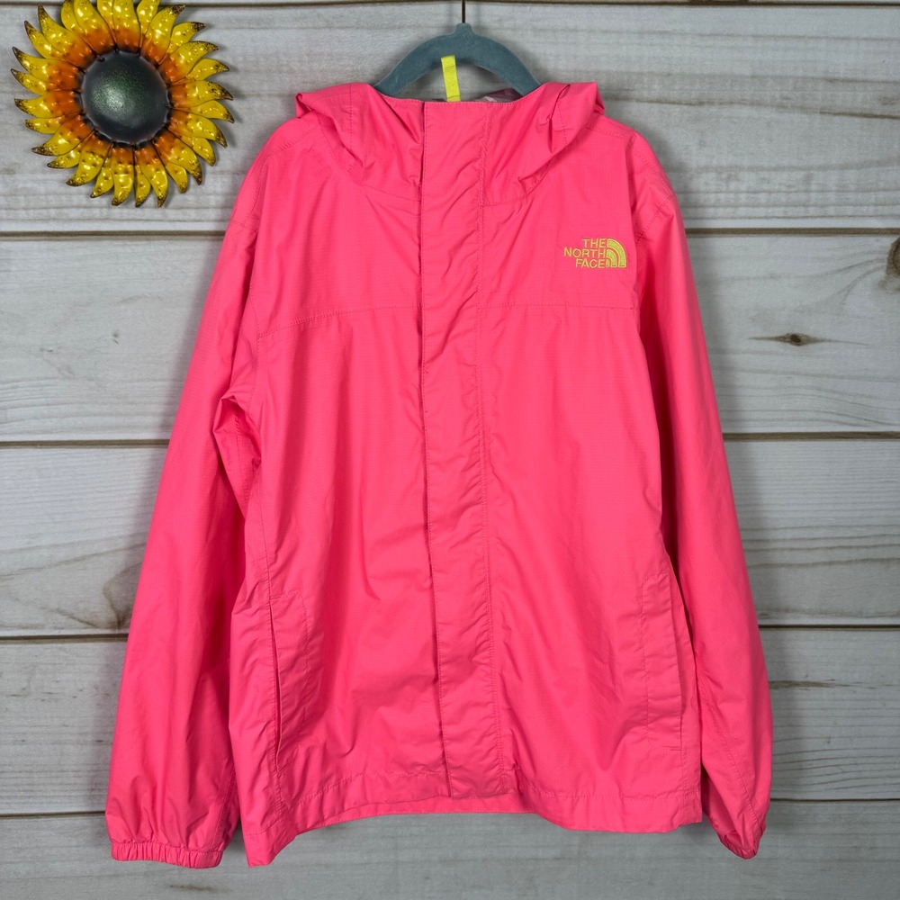 The North Face Girls Pink HyVent Hooded Rain Jacket L 10/12 raincoat Coat